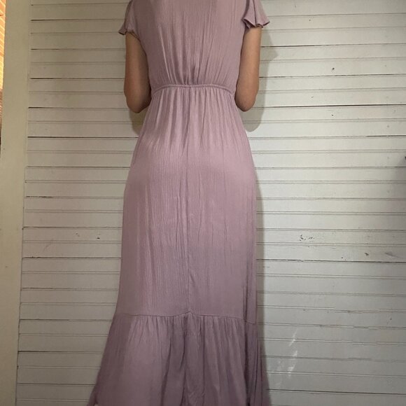 Oak & Trellis Button Front Mauve ruffle sleeve dress - Picture 3 of 4